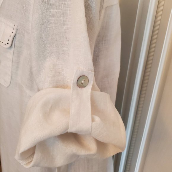 LINEN WHITE SHIRT DRESS SIZE 38 + GIFT J-NITA 100% LINEN - Picture 9 of 16
